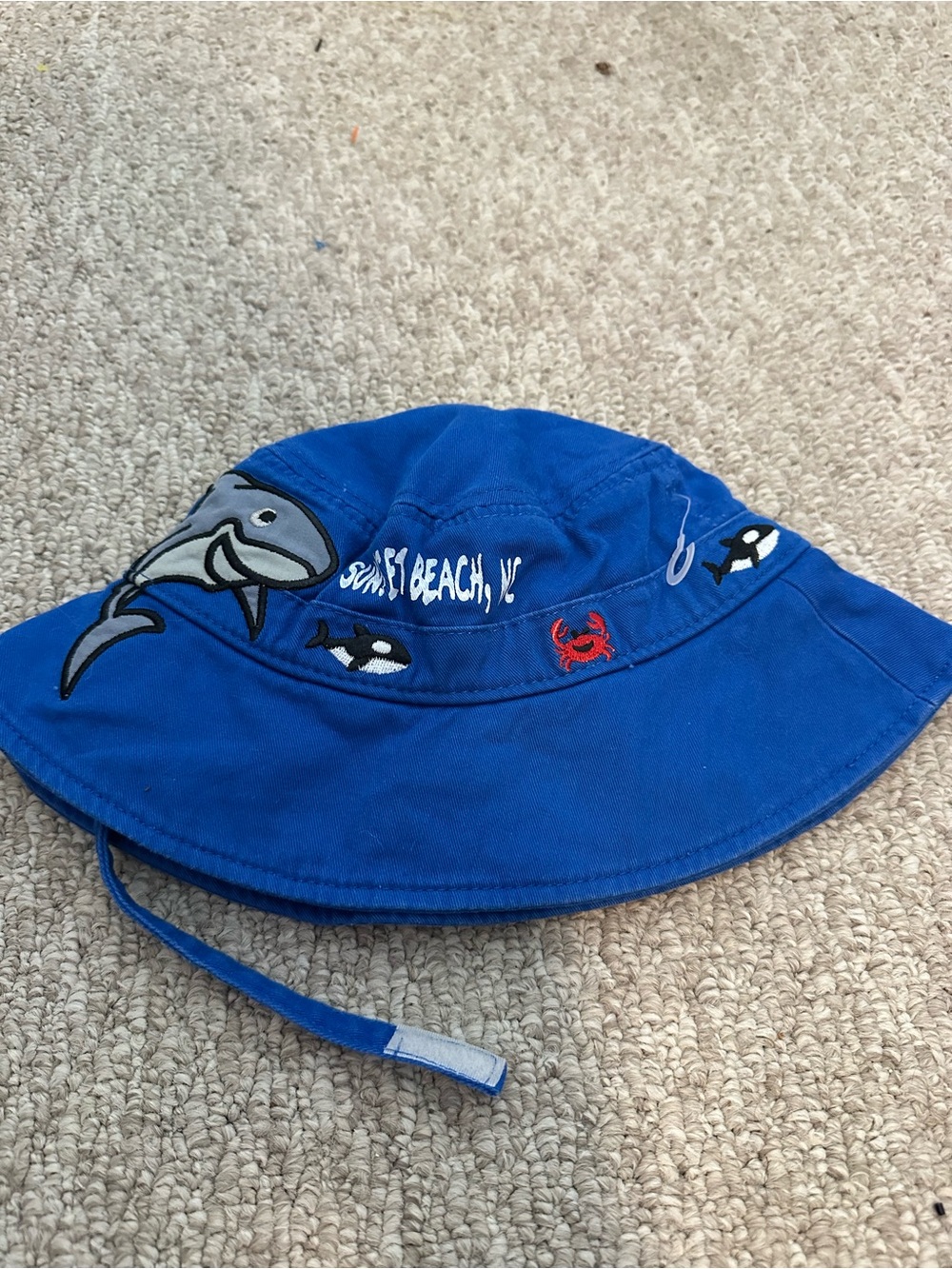 Kids' Blue Shark Embroidered Bucket Hat
